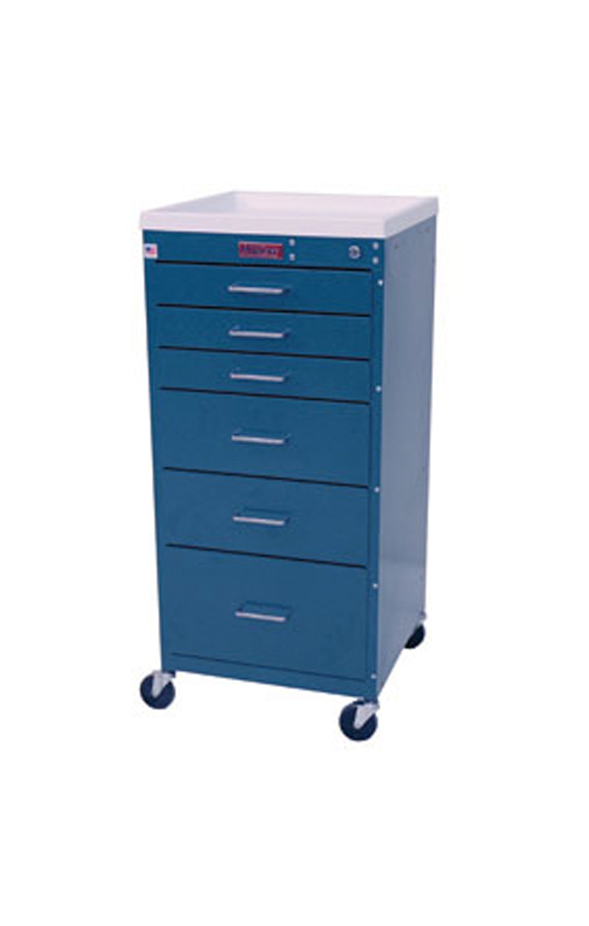 Six Drawer Mini Line Anesthesia Cart (Tall Cabinet) with Key Lock Standard Package