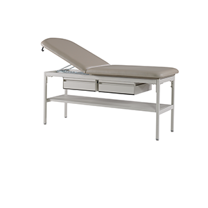Series 414DD Exam Room Treatment Table with Shelf, Adjustable Back, Flat Top and Two Drawers