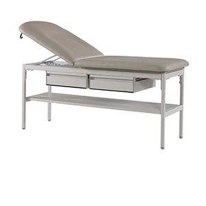 Series 415DD Exam Room Treatment Table with Shelf, Adjustable Back, Contour Top and Two Drawers