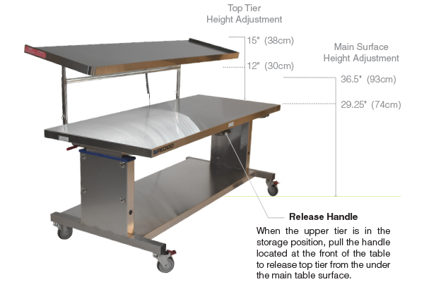 Space Station Adjustable Illuminated Two Tier Back Table