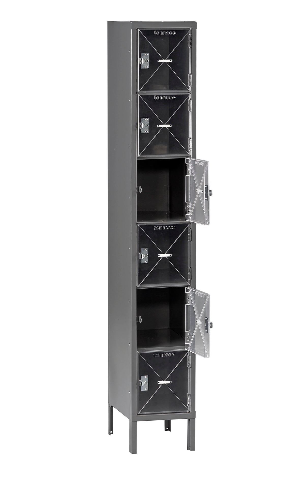 6 HIGH C-THRU BOX LOCKER - ONE WIDE WITH LEGS (ASSEMBLED) - CBL6-121512-1