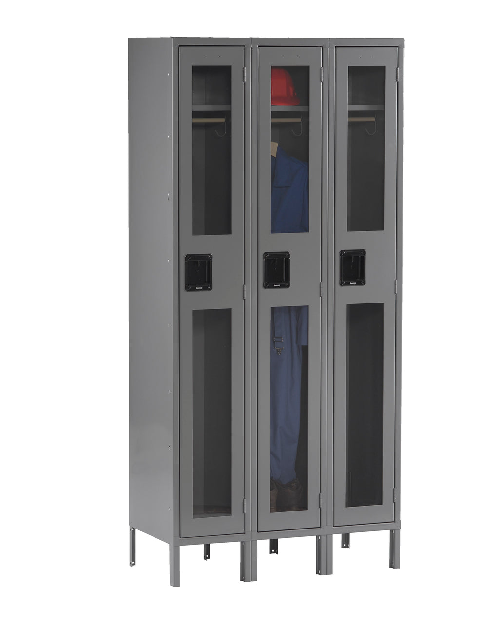 SINGLE TIER C-THRU LOCKER - THREE WIDE WITH LEGS (ASSEMBLED) - CSL-151872-3