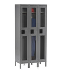 SINGLE TIER C-THRU LOCKER - THREE WIDE WITH LEGS (ASSEMBLED) - CSL-151872-3