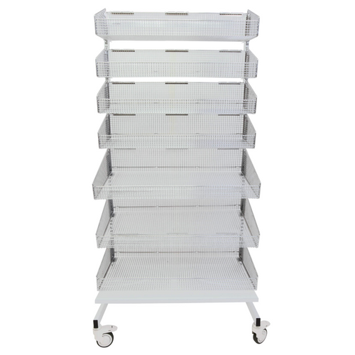 Single-sided Stationary or Mobile Unit with 7 Baskets