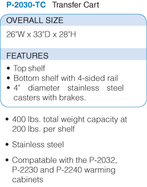 P-2030-TC Warmer Transfer Cart