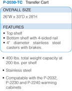 P-2030-TC Warmer Transfer Cart