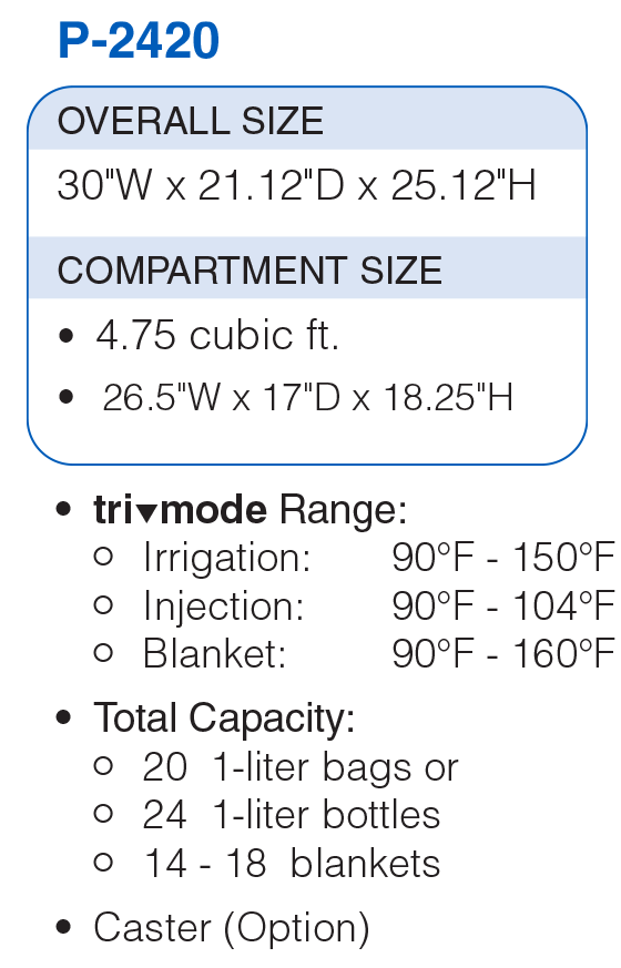 P-2420 Single Cavity Blanket & Fluid Warmer