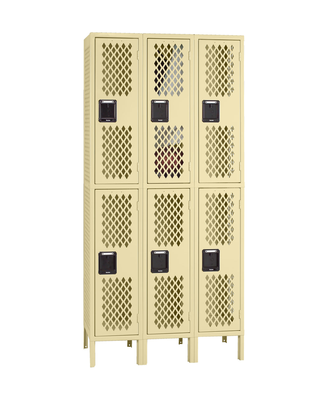 DOUBLE TIER VENTILATED LOCKER - THREE WIDE WITH LEGS (ASSEMBLED) - VDL-121836-3