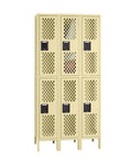DOUBLE TIER VENTILATED LOCKER - THREE WIDE WITH LEGS (ASSEMBLED) - VDL-121836-3