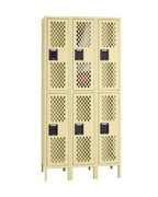 DOUBLE TIER VENTILATED LOCKER - THREE WIDE WITH LEGS (ASSEMBLED) - VDL-121836-3