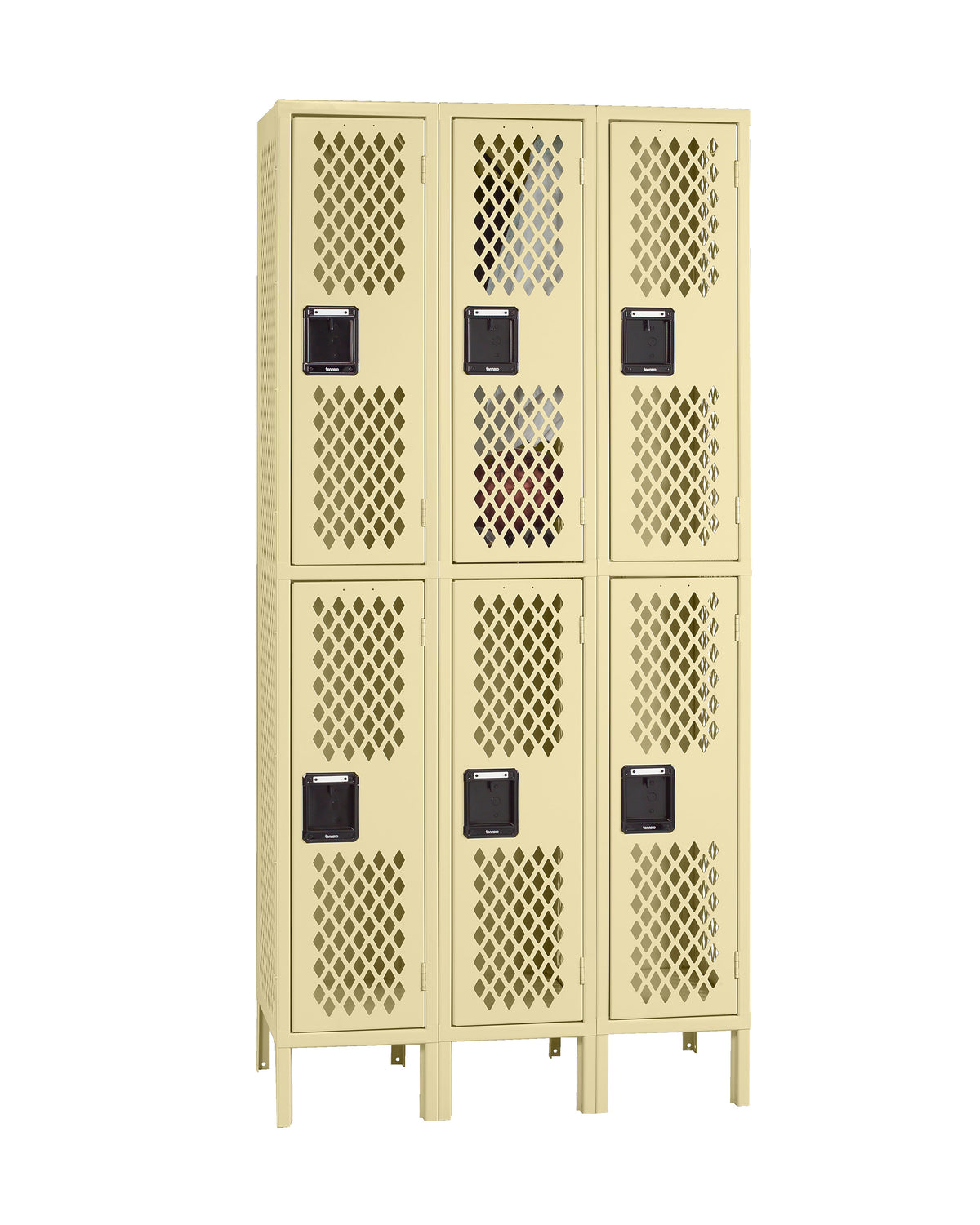 DOUBLE TIER VENTILATED LOCKER - THREE WIDE WITH LEGS (ASSEMBLED) - VDL-121836-3