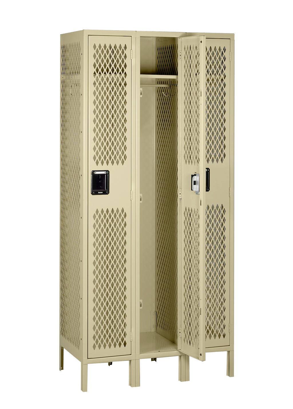 SINGLE TIER VENTILATED LOCKER - THREE WIDE WITH LEGS (ASSEMBLED) - VSL-121872-3