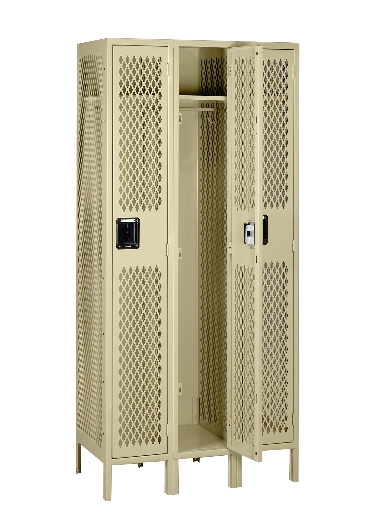 SINGLE TIER VENTILATED LOCKER - THREE WIDE WITH LEGS (ASSEMBLED) - VSL-121872-3