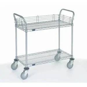 Chrome Wire Utility Cart with 2 Shelves
