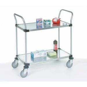 Solid Stainless Steel Utility Cart with 2 Shelves